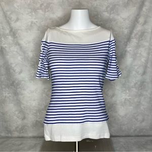 Lauren Ralph Lauren Blue & White Striped Top Size S
